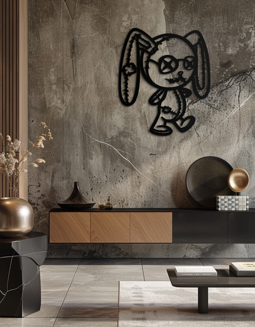 Resmi Galeri görüntüleyicisine yükleyin, Patchwork Bunny Metal Duvar Sanatı – Rahat Mekanlar İçin Tuhaf Siluet Tasarımı - KAF693
