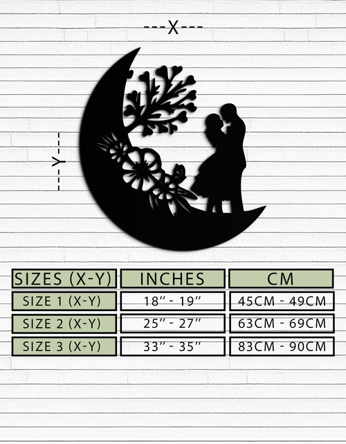 Load image into Gallery viewer, : Lovers on the Moon Metal Wall Art – Romantic Silhouette for Dreamy Interiors- KAF695
