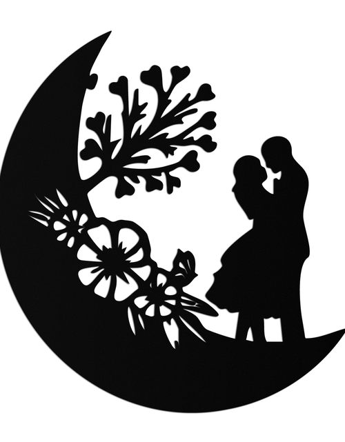 Load image into Gallery viewer, : Lovers on the Moon Metal Wall Art – Romantic Silhouette for Dreamy Interiors- KAF695
