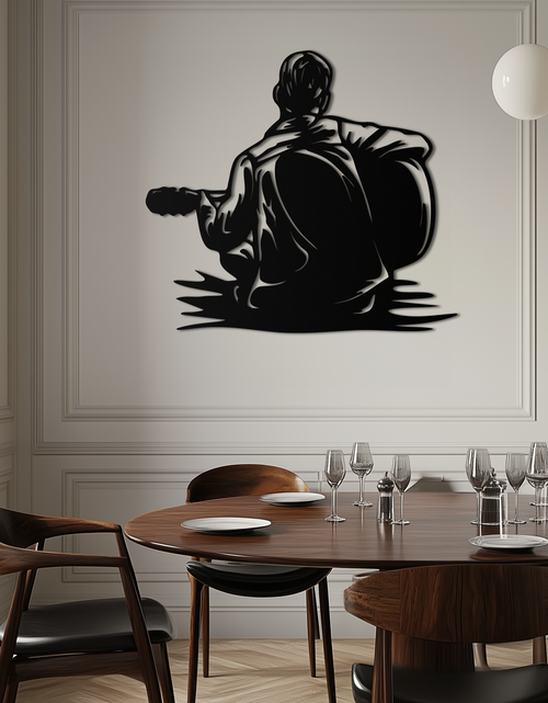 Load image into Gallery viewer, Guitar Boy Metal Wall Art – Musical Silhouette Design for Kids’ Rooms and Music Corners- KAF697
