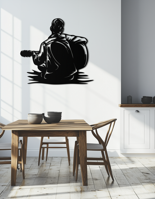 Load image into Gallery viewer, Guitar Boy Metal Wall Art – Musical Silhouette Design for Kids’ Rooms and Music Corners- KAF697
