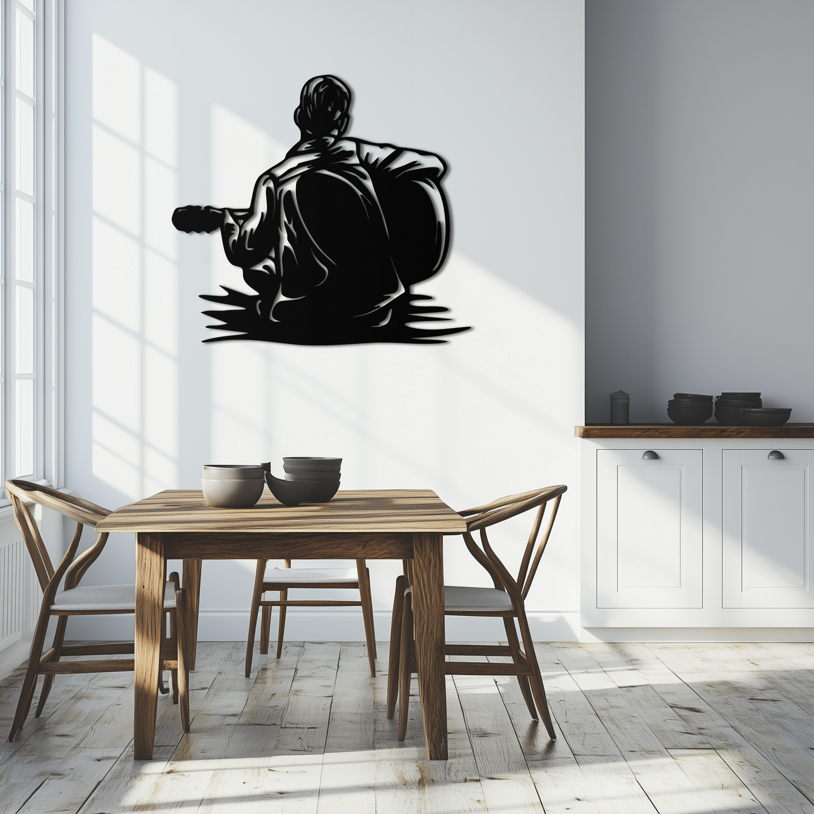 Guitar Boy Metal Wall Art – Musical Silhouette Design for Kids’ Rooms and Music Corners- KAF697