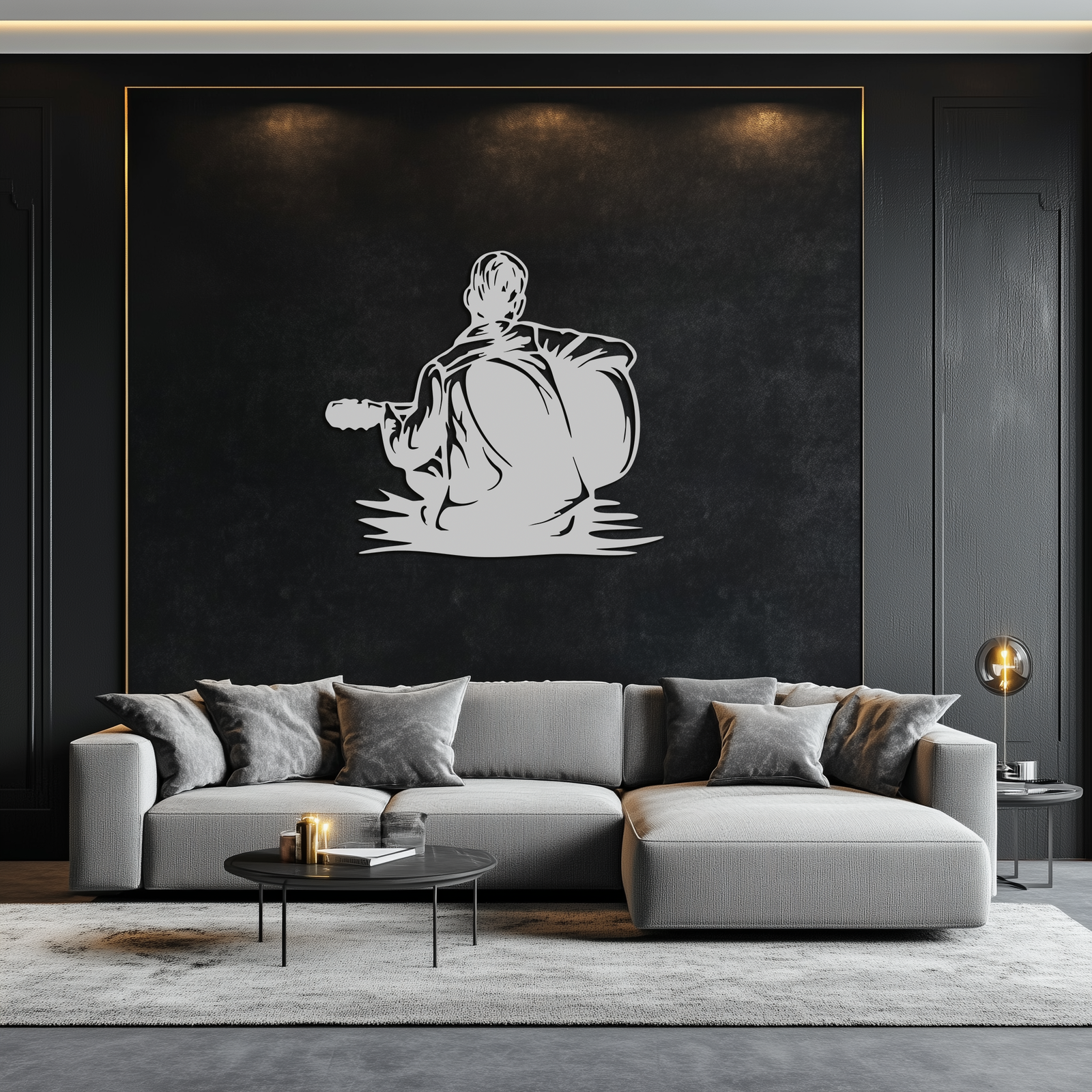 Guitar Boy Metal Wall Art – Musical Silhouette Design for Kids’ Rooms and Music Corners- KAF697