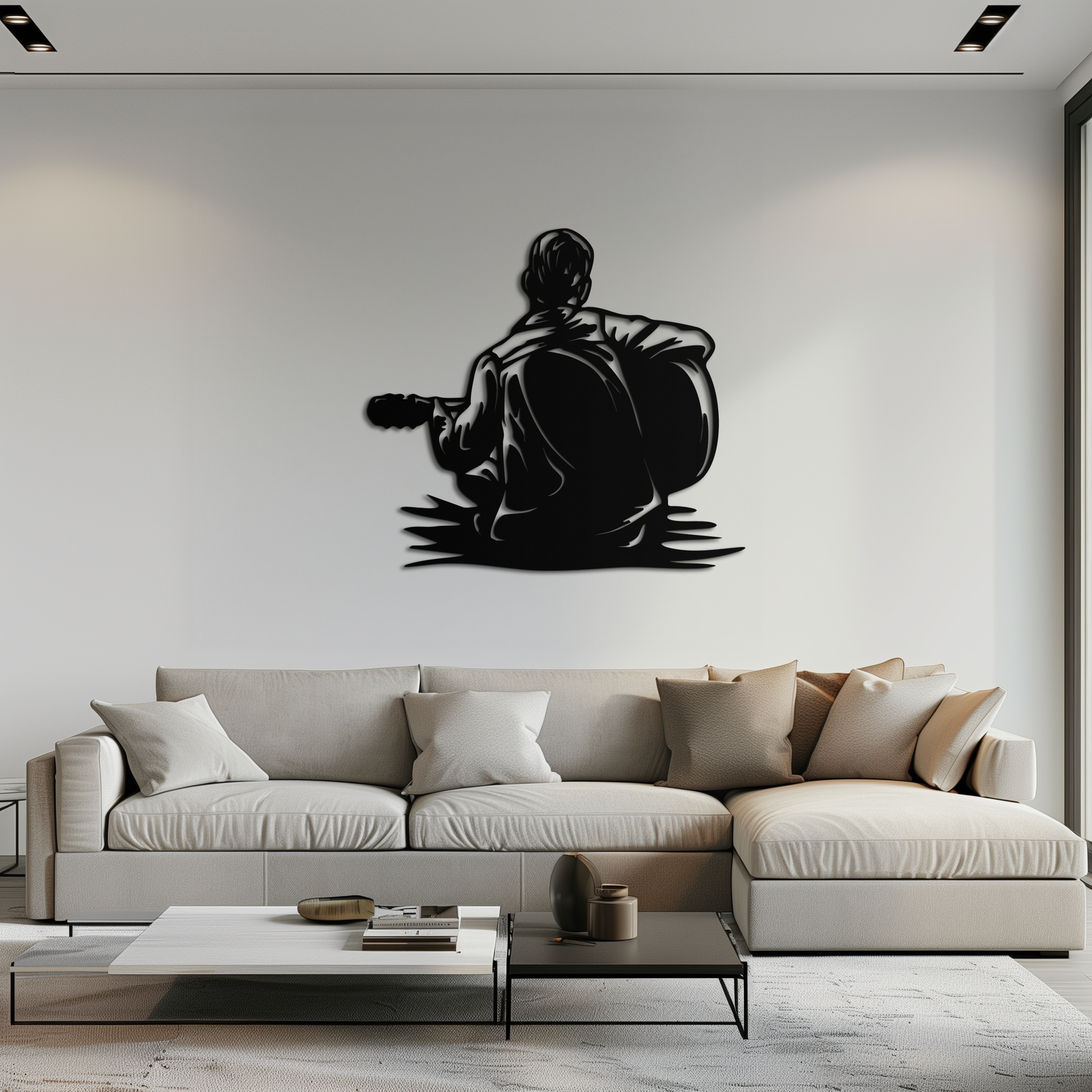 Guitar Boy Metal Wall Art – Musical Silhouette Design for Kids’ Rooms and Music Corners- KAF697
