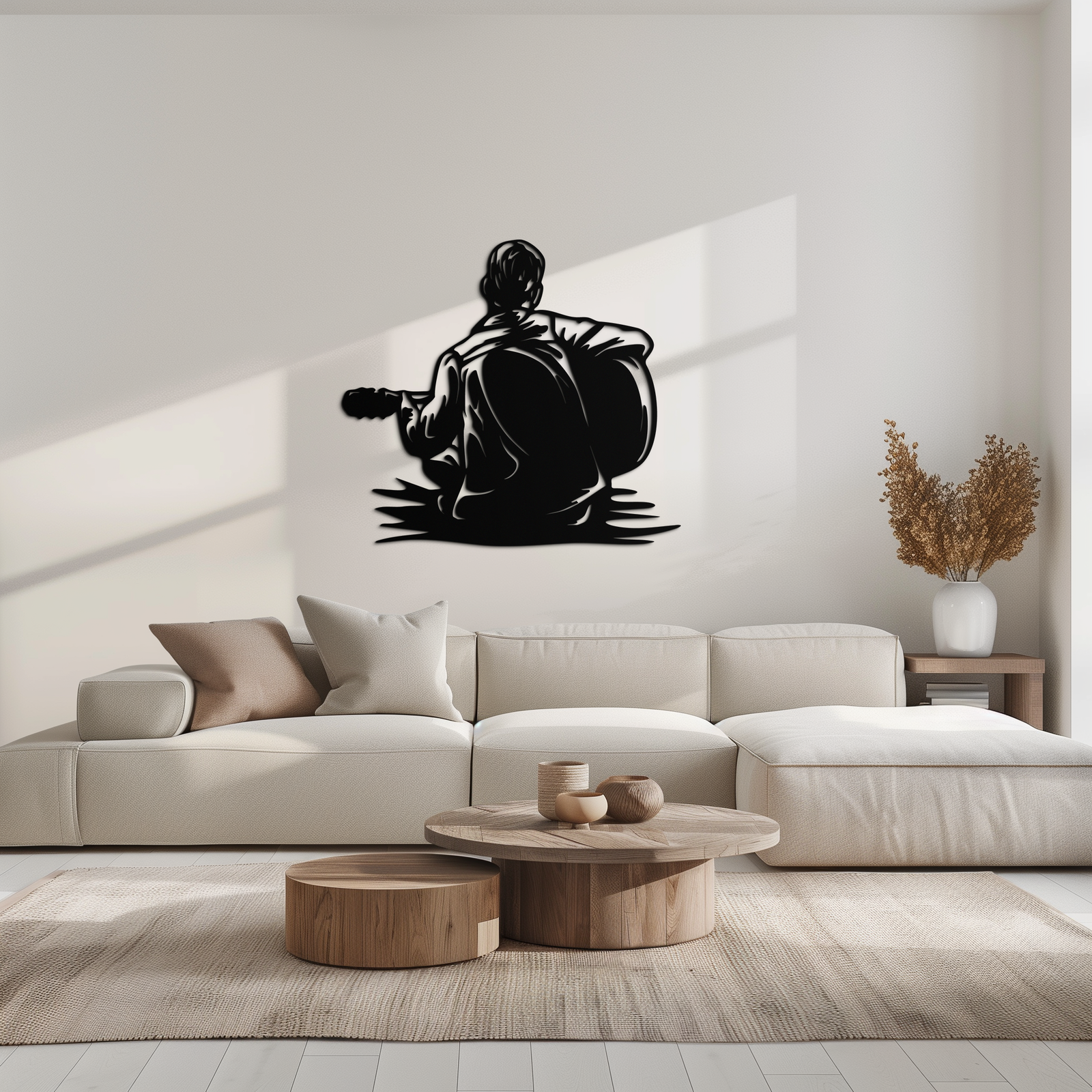 Guitar Boy Metal Wall Art – Musical Silhouette Design for Kids’ Rooms and Music Corners- KAF697