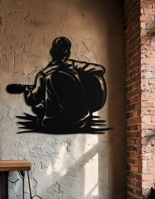 Load image into Gallery viewer, Guitar Boy Metal Wall Art – Musical Silhouette Design for Kids’ Rooms and Music Corners- KAF697
