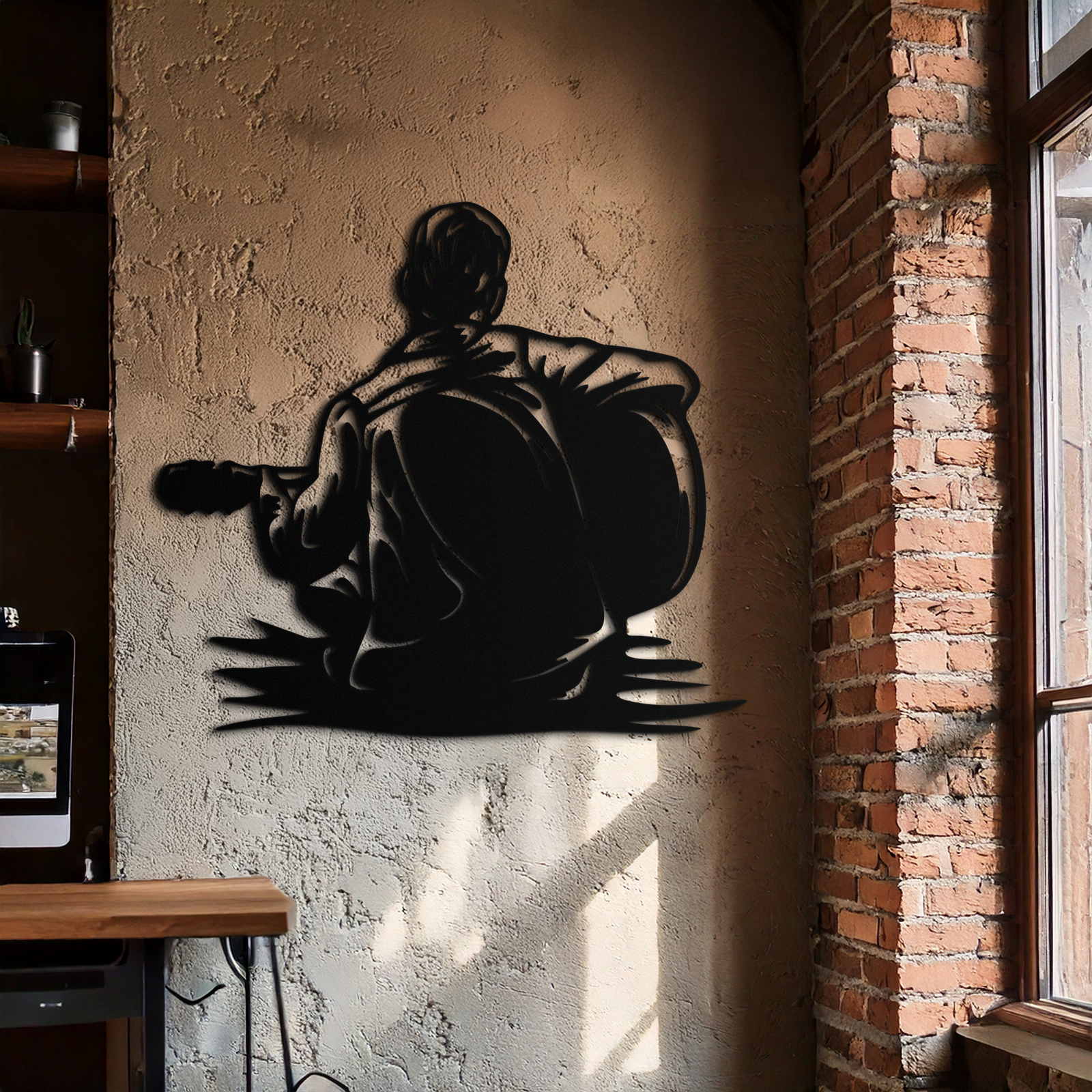 Guitar Boy Metal Wall Art – Musical Silhouette Design for Kids’ Rooms and Music Corners- KAF697