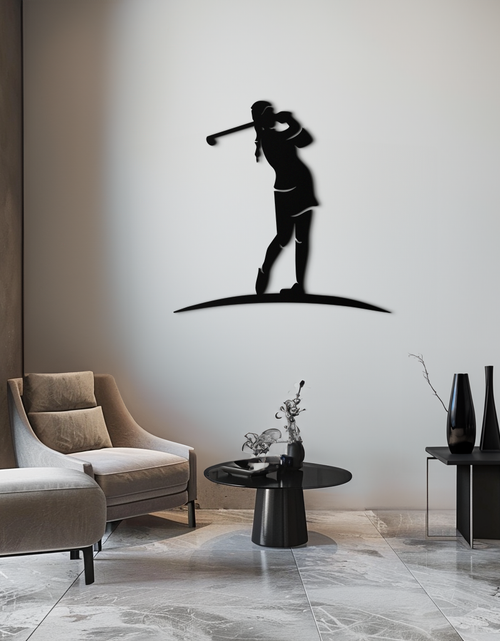 Resmi Galeri görüntüleyicisine yükleyin, Kadın Golfçü Metal Duvar Sanatı – Modern Mekanlar İçin Zarif Spor Silüeti - KAF698
