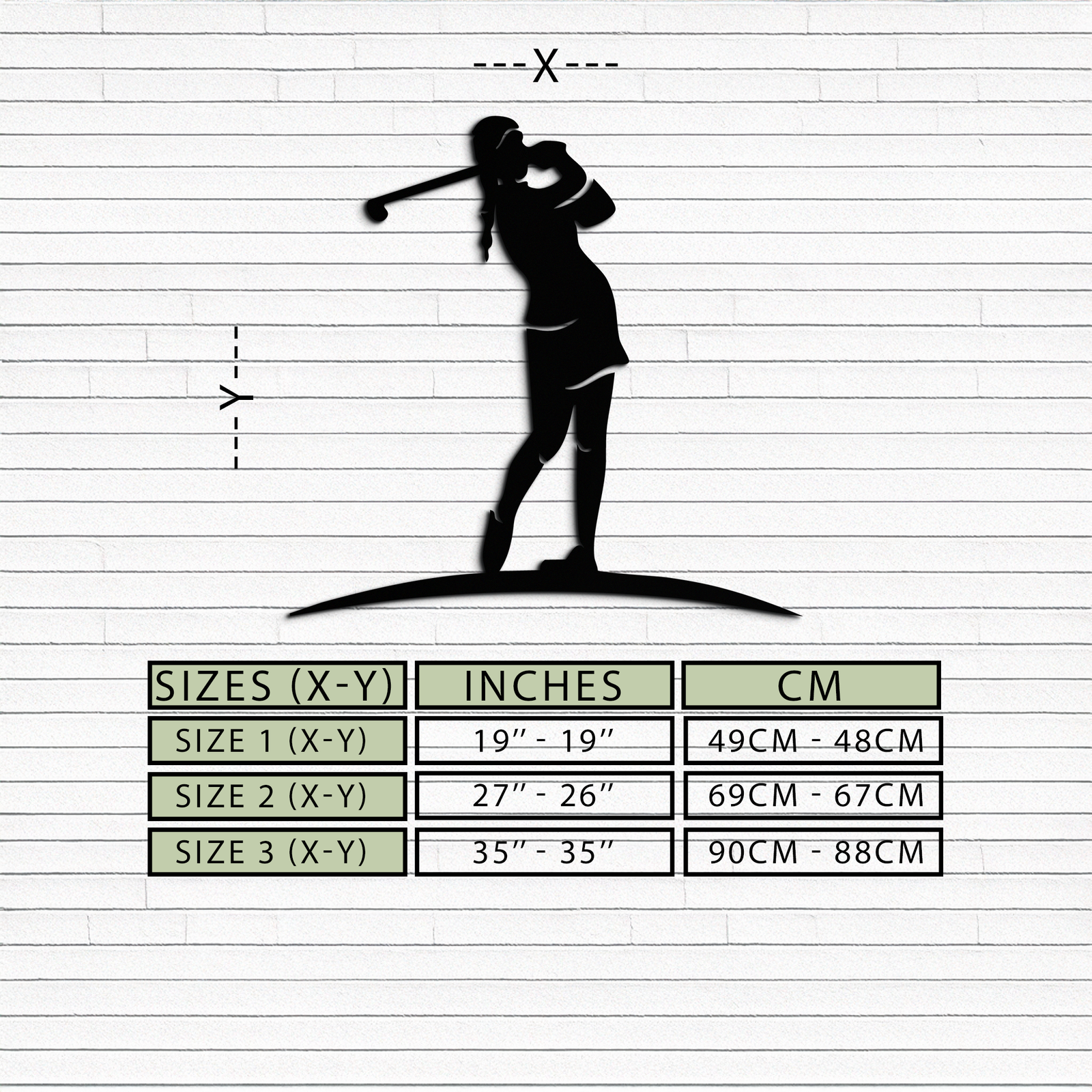 Kadın Golfçü Metal Duvar Sanatı – Modern Mekanlar İçin Zarif Spor Silüeti - KAF698