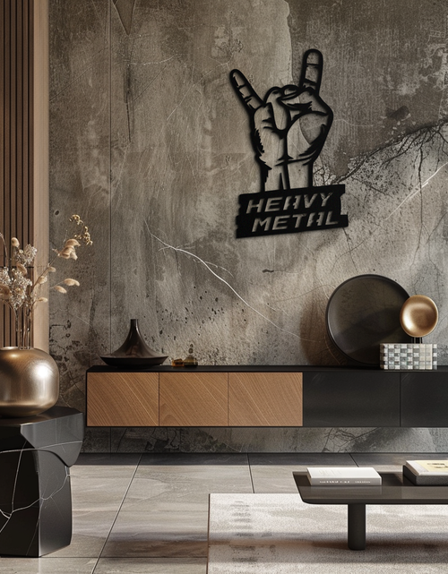 Load image into Gallery viewer, Heavy Metal Hand Sign Metal Wall Art – Bold Rock-Inspired Décor for Music Lovers- KAF700

