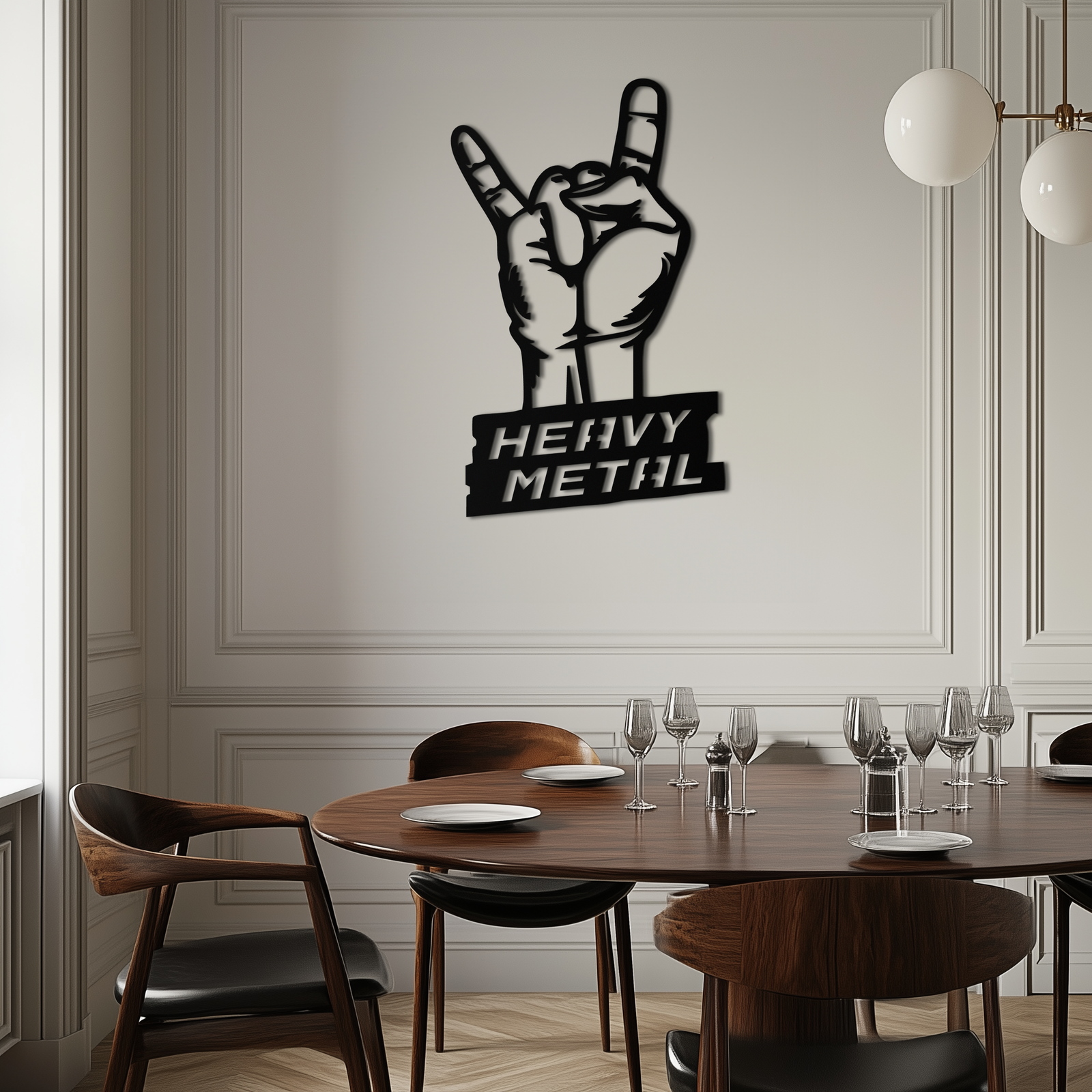 Heavy Metal Hand Sign Metal Wall Art – Bold Rock-Inspired Décor for Music Lovers- KAF700
