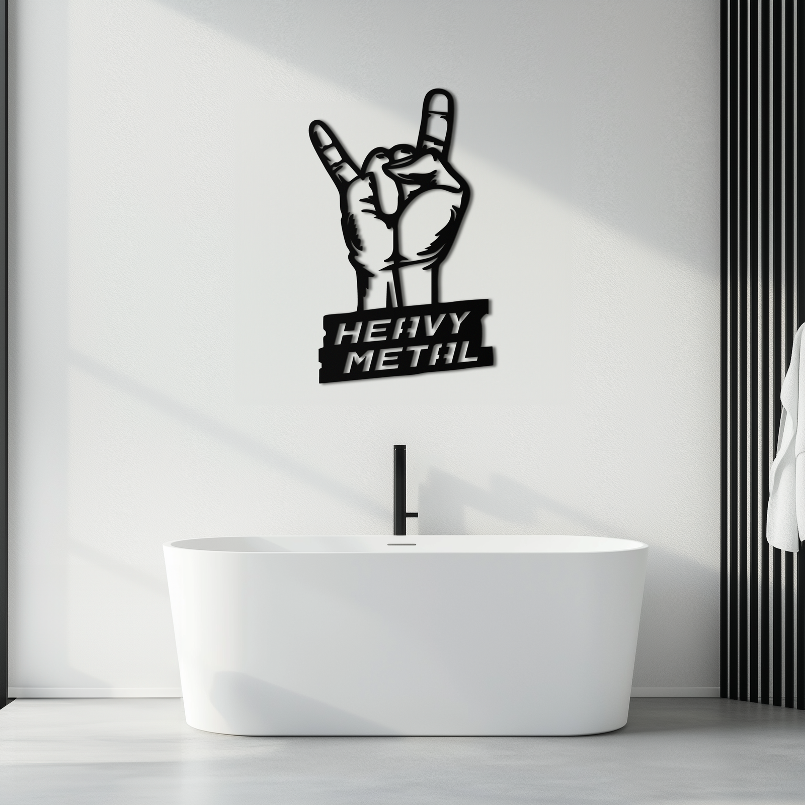 Heavy Metal Hand Sign Metal Wall Art – Bold Rock-Inspired Décor for Music Lovers- KAF700
