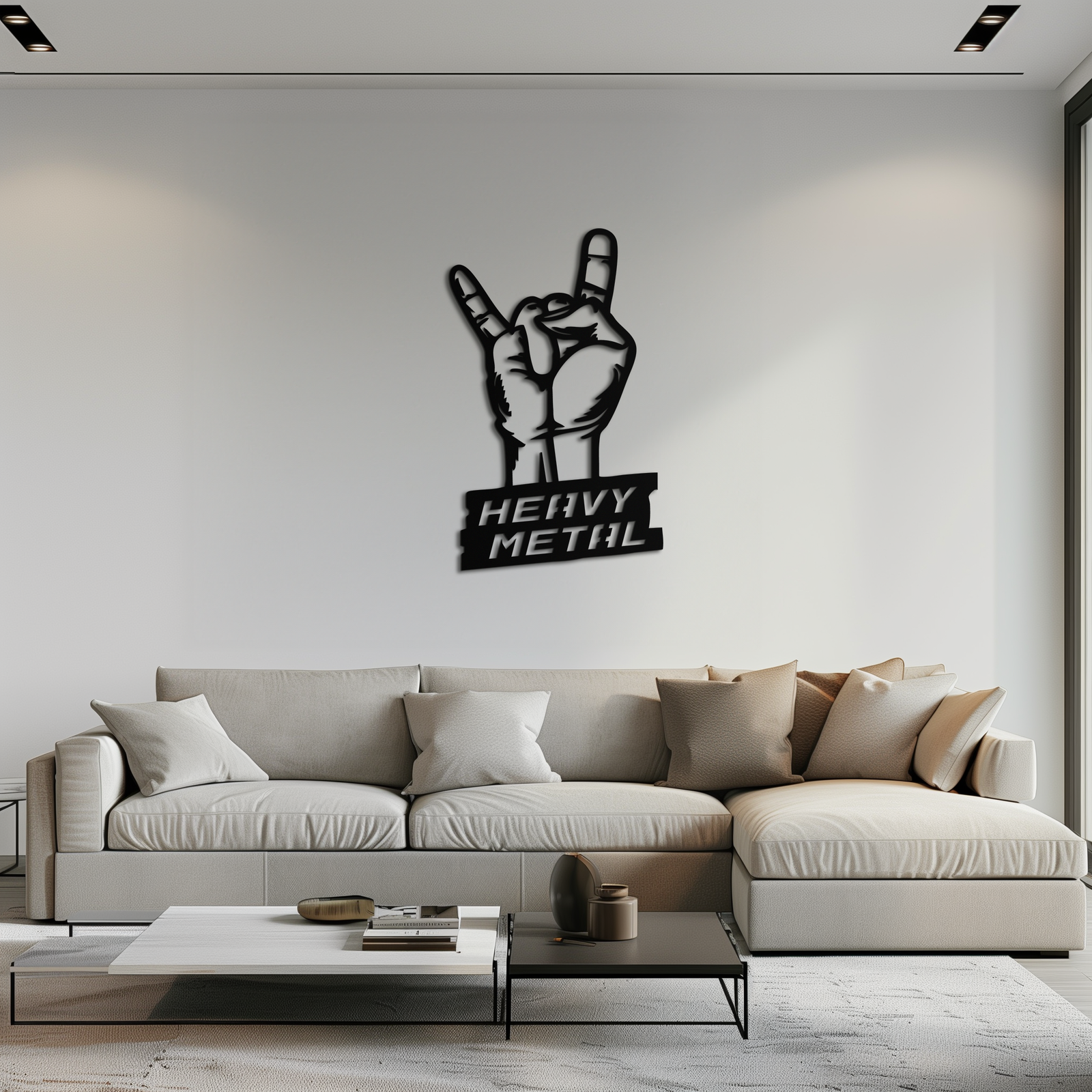 Heavy Metal Hand Sign Metal Wall Art – Bold Rock-Inspired Décor for Music Lovers- KAF700