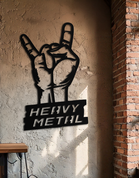 Ağır Metal El İşareti Metal Duvar Sanatı – Müzik Severler İçin Cesur Rock Esintili Dekor- KAF700