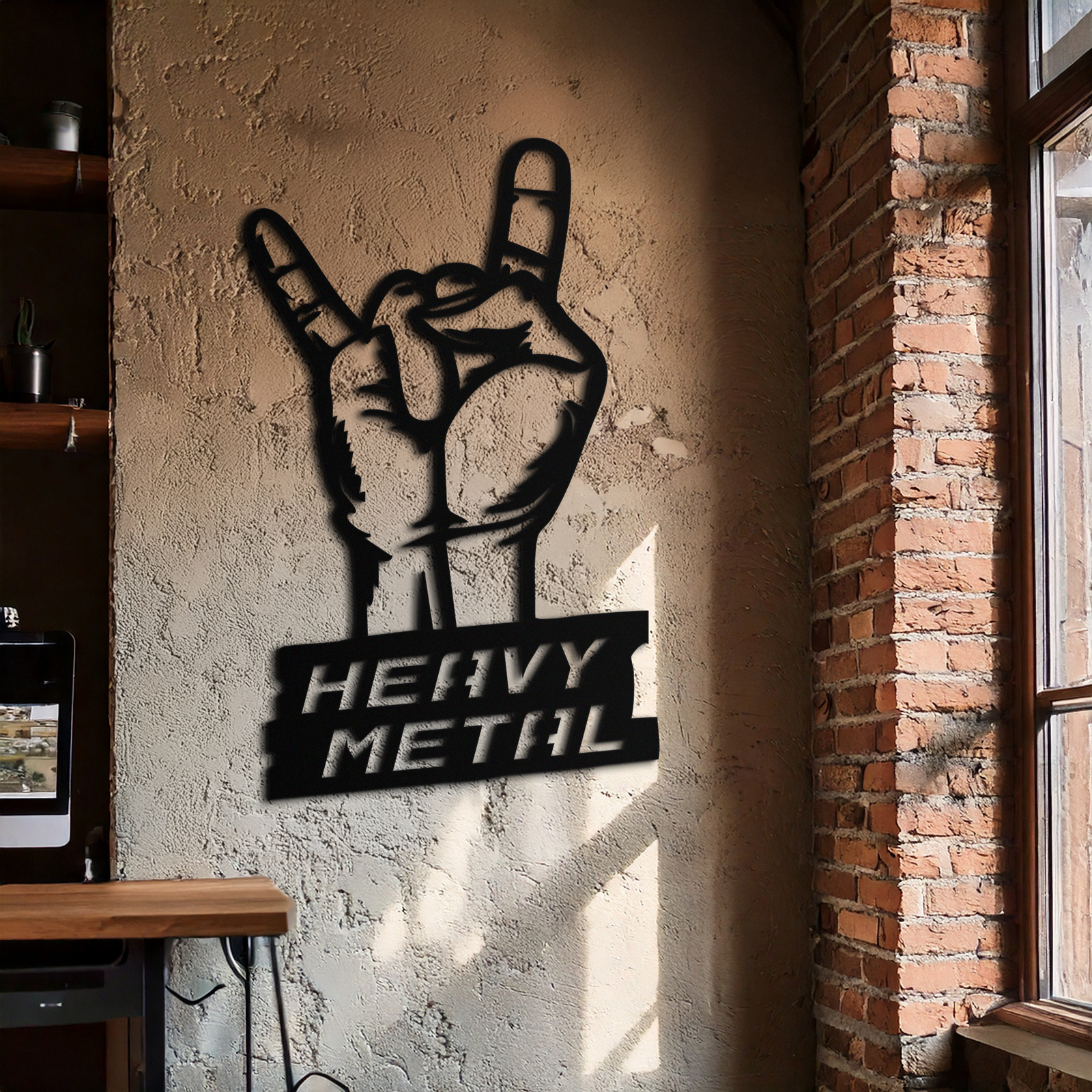 Heavy Metal Hand Sign Metal Wall Art – Bold Rock-Inspired Décor for Music Lovers- KAF700