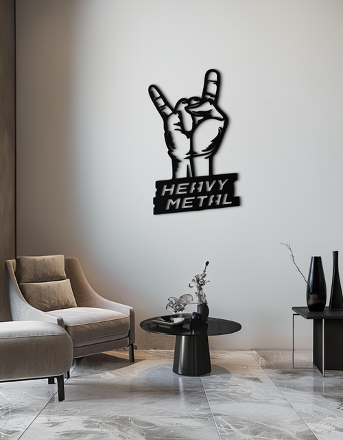 Load image into Gallery viewer, Heavy Metal Hand Sign Metal Wall Art – Bold Rock-Inspired Décor for Music Lovers- KAF700
