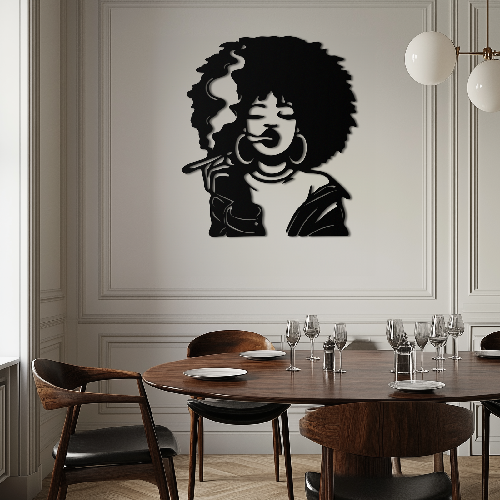 Afro Woman Smoking Silhouette Metal Wall Art – Bold Statement Decor- KAF701