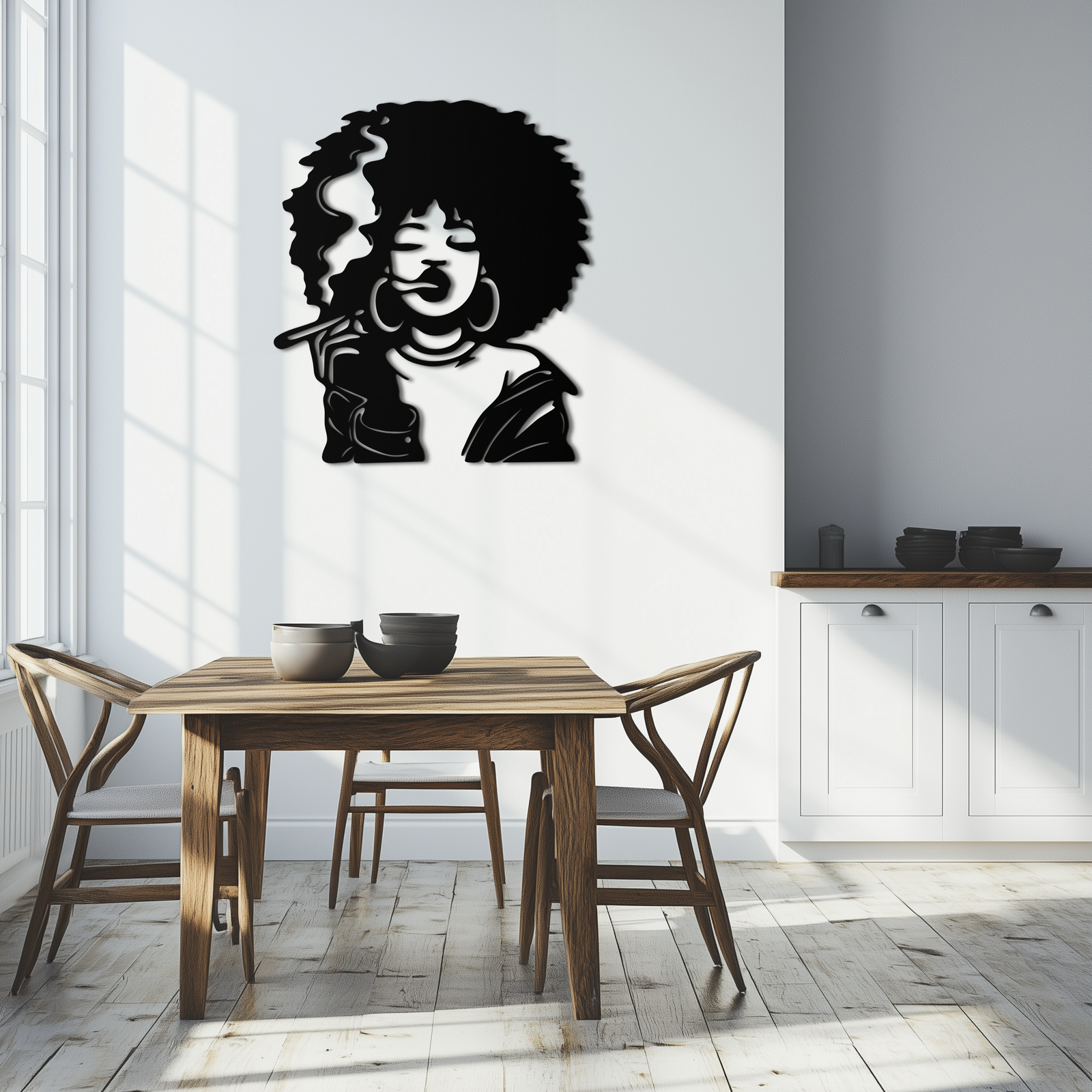 Afro Woman Smoking Silhouette Metal Wall Art – Bold Statement Decor- KAF701
