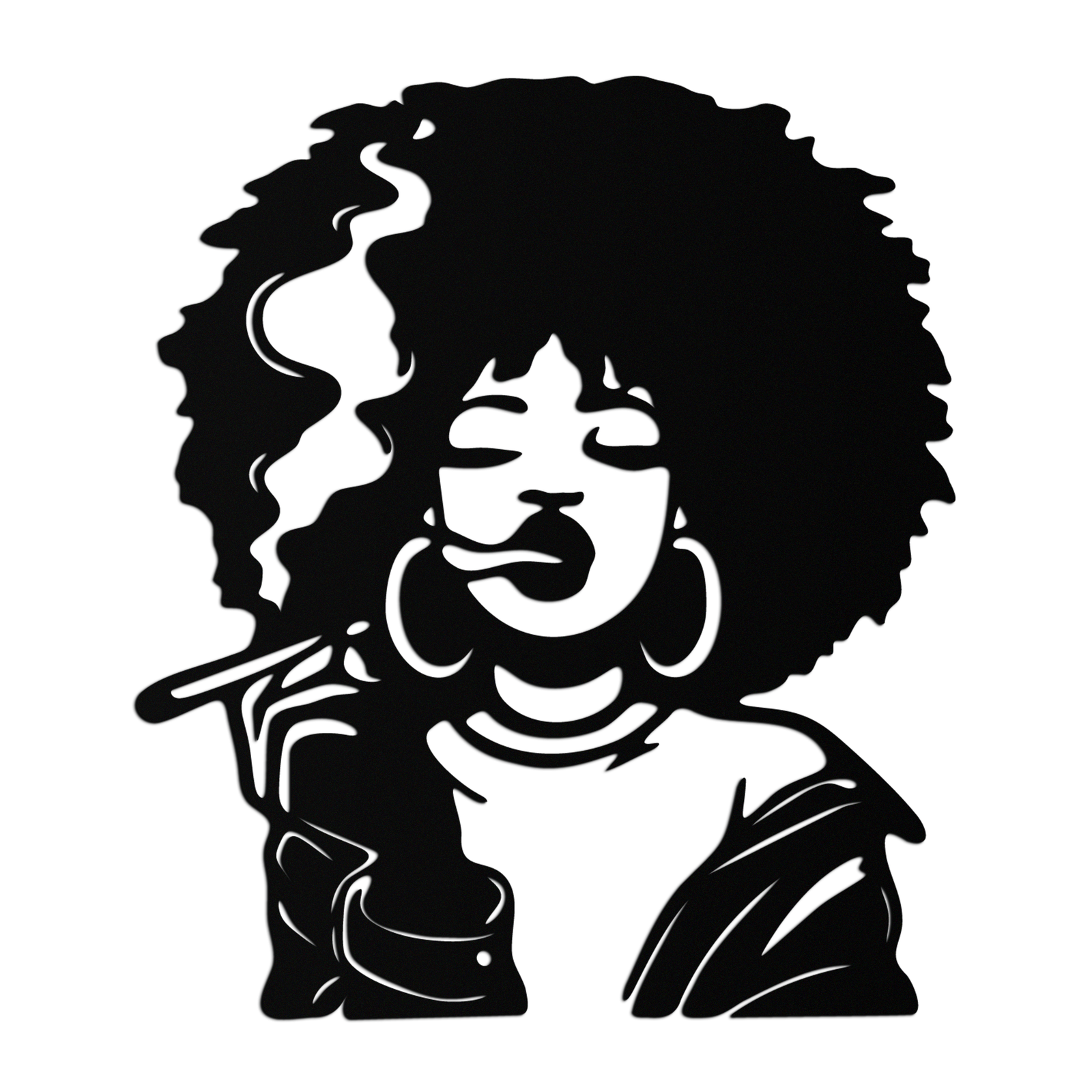 Afro Woman Smoking Silhouette Metal Wall Art – Bold Statement Decor- KAF701
