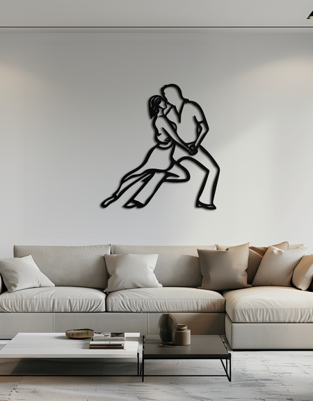 Tutkulu Dans Metal Duvar Sanatı – Romantik Çift Siluet Ev Dekoru- KAF705