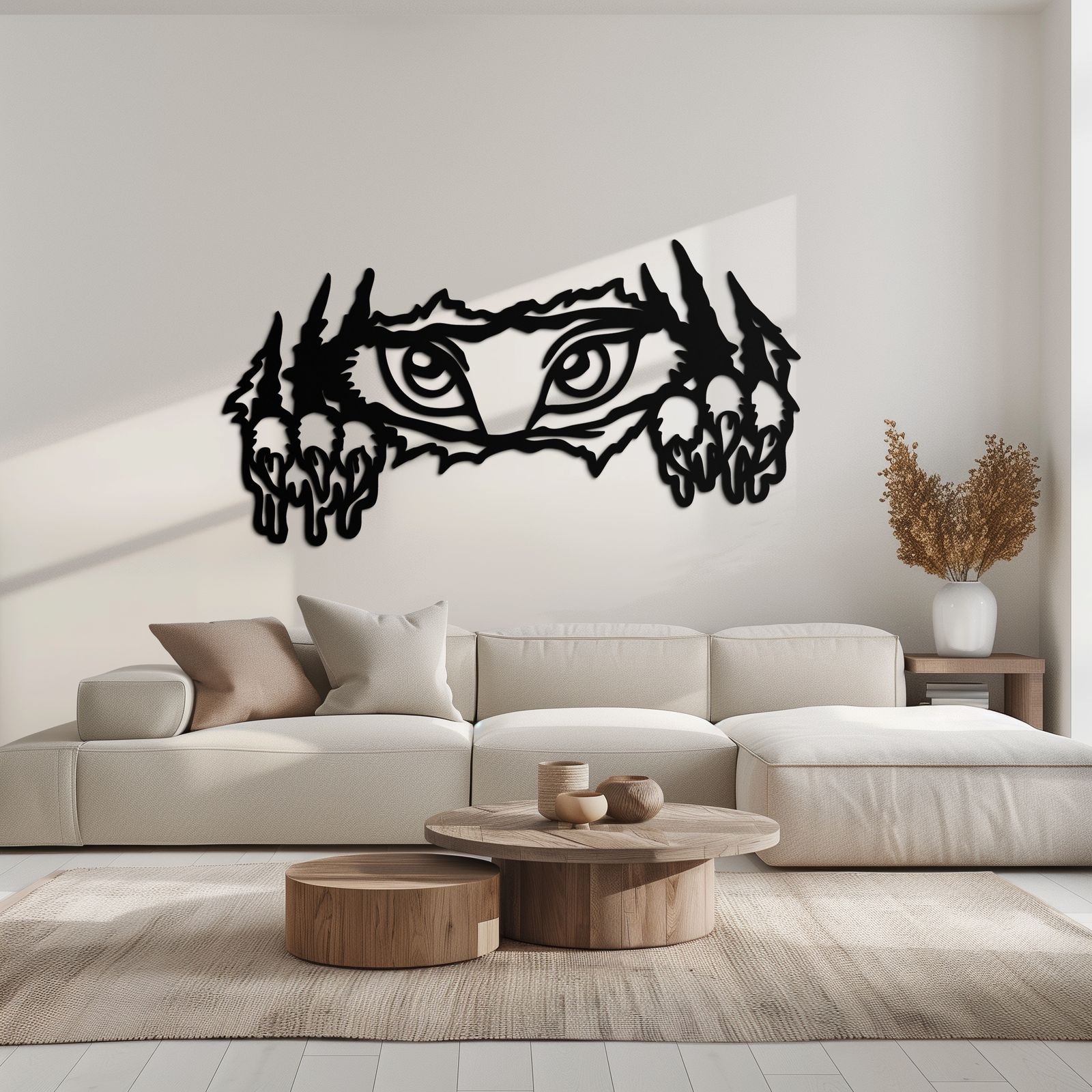 Wild Claws and Eyes Metal Wall Art – Fierce Animal Scratch Silhouette Design- KAF707