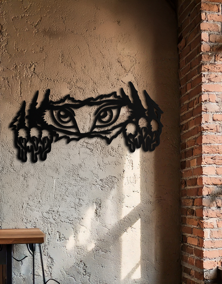 Vahşi Pençeler ve Gözler Metal Duvar Sanatı – Vahşi Hayvan Çizik Siluet Tasarımı- KAF707