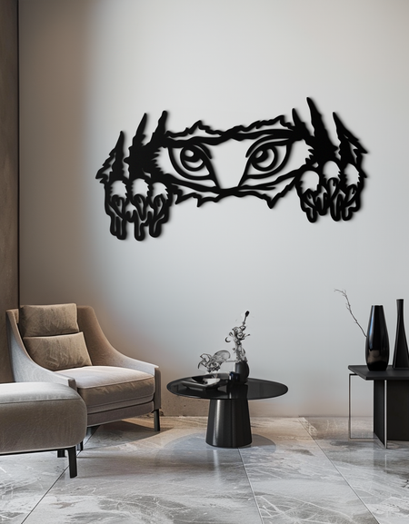 Vahşi Pençeler ve Gözler Metal Duvar Sanatı – Vahşi Hayvan Çizik Siluet Tasarımı- KAF707