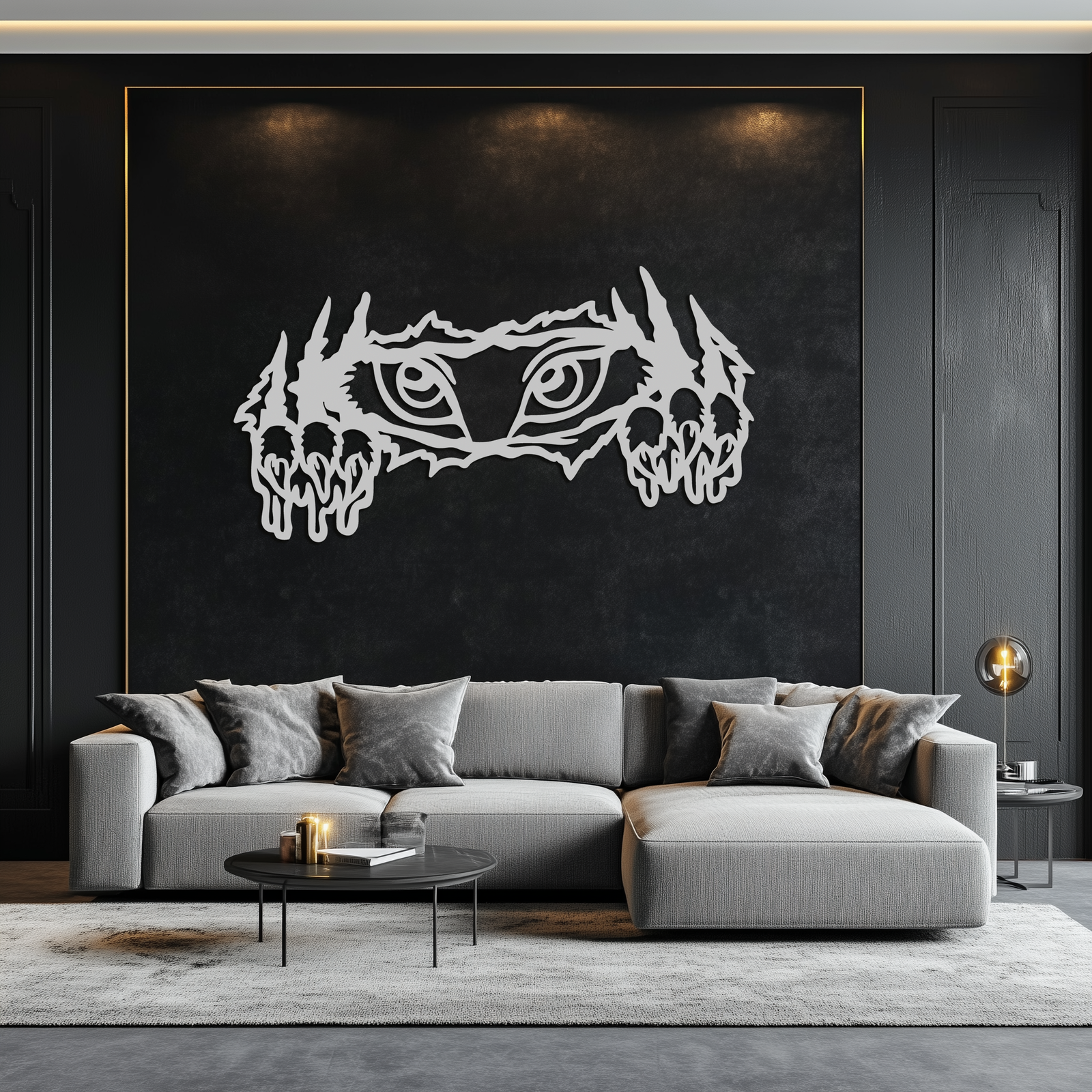 Wild Claws and Eyes Metal Wall Art – Fierce Animal Scratch Silhouette Design- KAF707