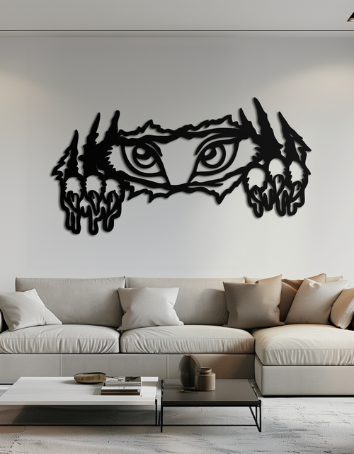 Load image into Gallery viewer, Wild Claws and Eyes Metal Wall Art – Fierce Animal Scratch Silhouette Design- KAF707
