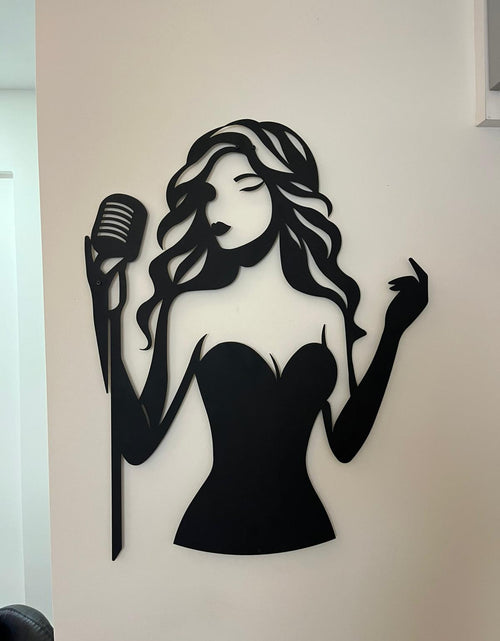 Load image into Gallery viewer, Jazz Singer Silhouette Metal Wall Art - Elegant Female Vocalist Decor - KAF355
