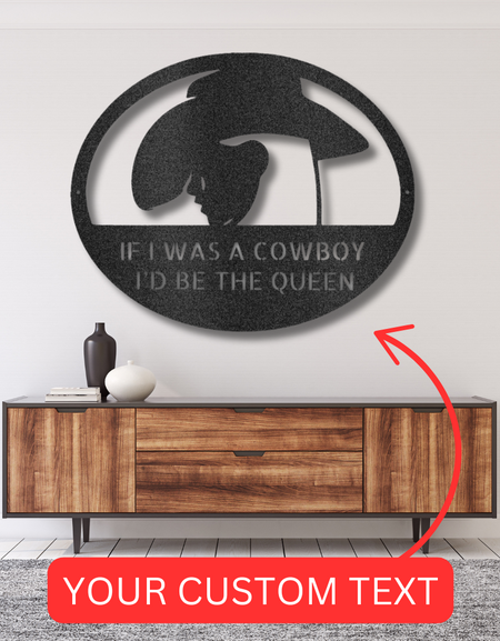 Kovboy Kraliçesi Kovboy Kız - Onun İçin Özel Metal Tabela