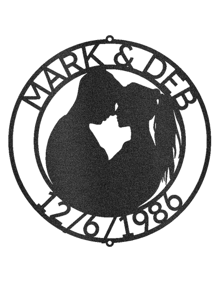 Çift Silüeti Kişiselleştirilmiş Hediyeler - Özel Metal Tabela, Yıldönümü/Düğün Hediyesi