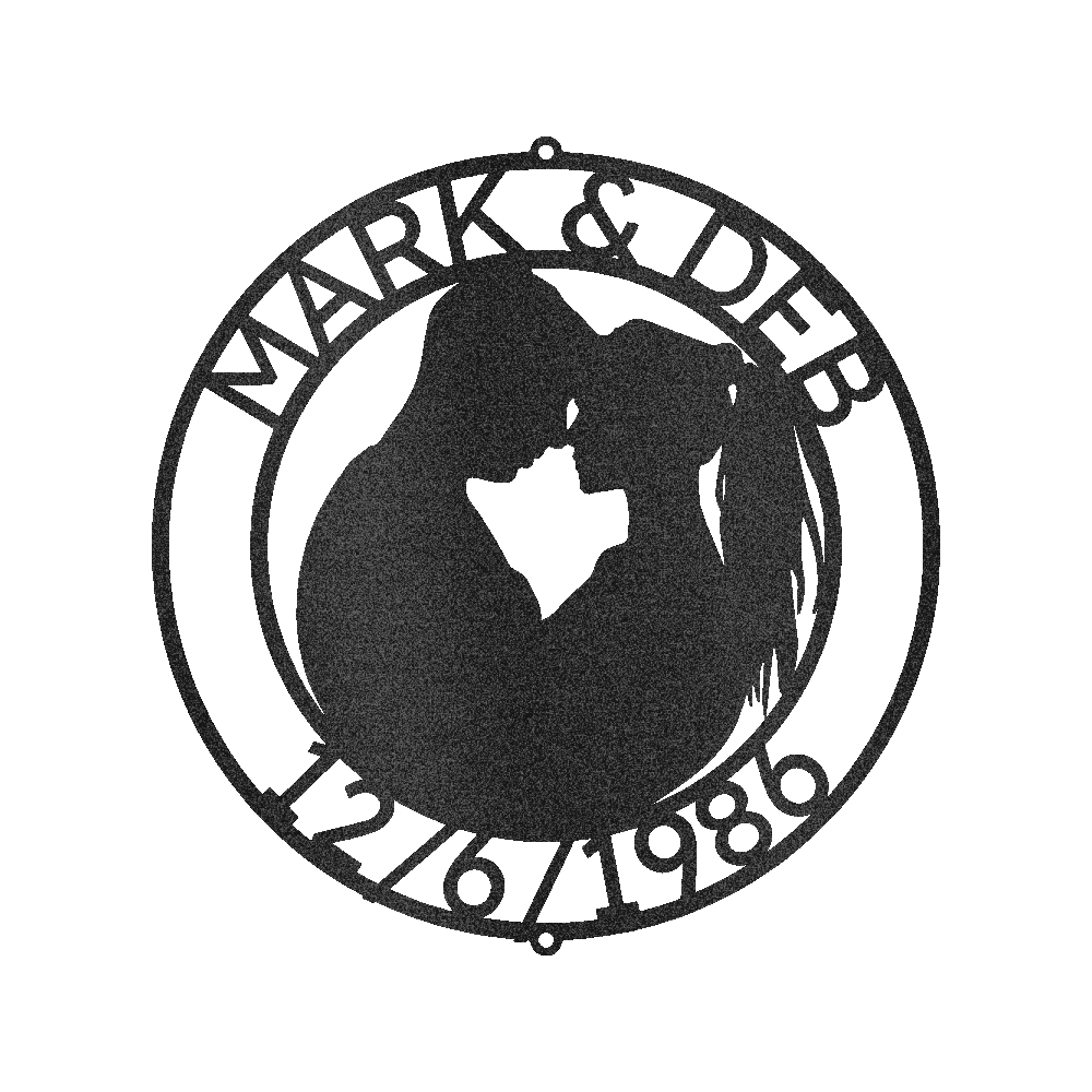 Çift Silüeti Kişiselleştirilmiş Hediyeler - Özel Metal Tabela, Yıldönümü/Düğün Hediyesi