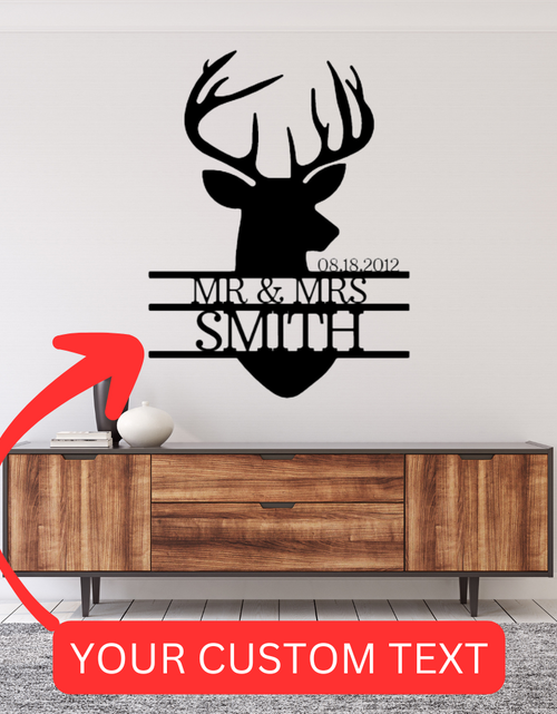 Load image into Gallery viewer, Name Sign - Custom Metal Sign, Deer Head Monogram, Christmas Gift
