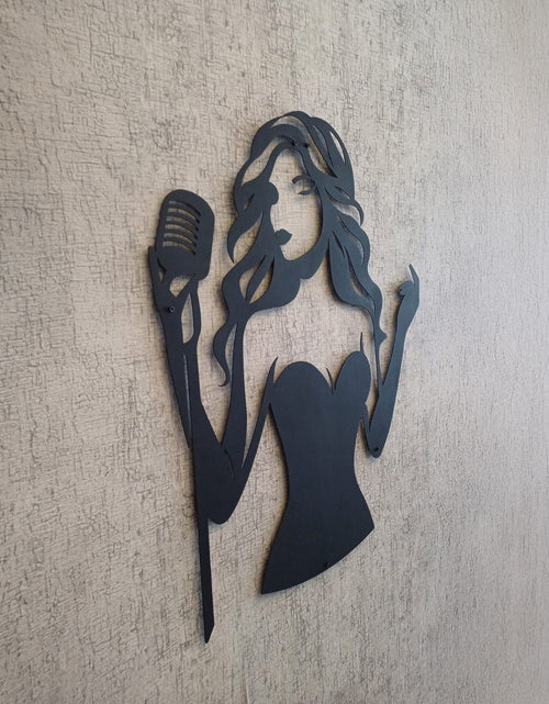 Load image into Gallery viewer, Jazz Singer Silhouette Metal Wall Art - Elegant Female Vocalist Decor - KAF355
