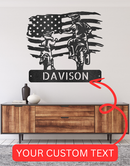 Load image into Gallery viewer, Personalized Motocross Metal Sign – Custom Father and Son Gift, Motocross Family Decor
