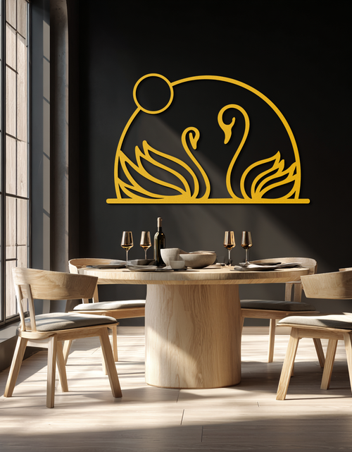 Load image into Gallery viewer, Elegant Swan Couple Silhouette Metal Wall Art – Romantic Bird Design for Home Decor- KAF634
