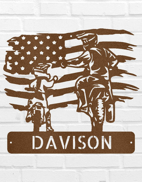 Load image into Gallery viewer, Personalized Motocross Metal Sign – Custom Father and Son Gift, Motocross Family Decor
