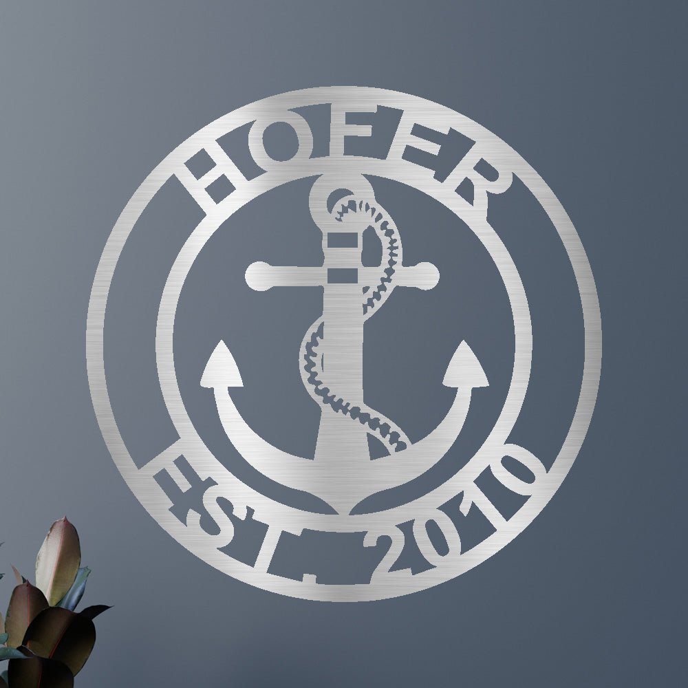 Anchor Aile Adı Kişiselleştirilmiş Hediyeler - Özel Metal Tabela