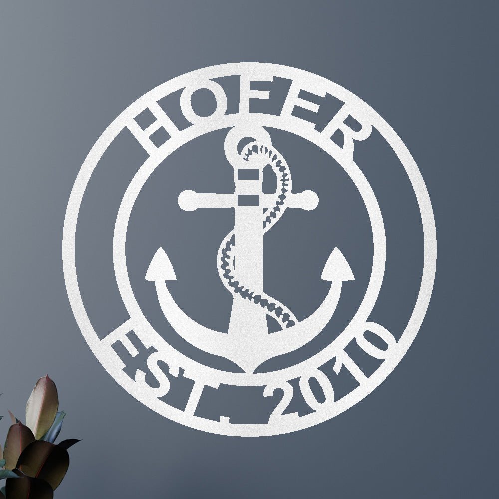 Anchor Aile Adı Kişiselleştirilmiş Hediyeler - Özel Metal Tabela