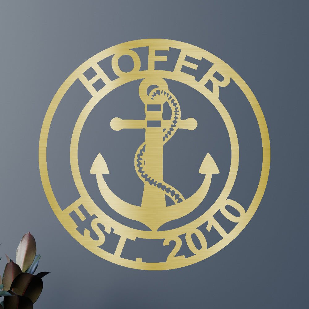 Anchor Aile Adı Kişiselleştirilmiş Hediyeler - Özel Metal Tabela