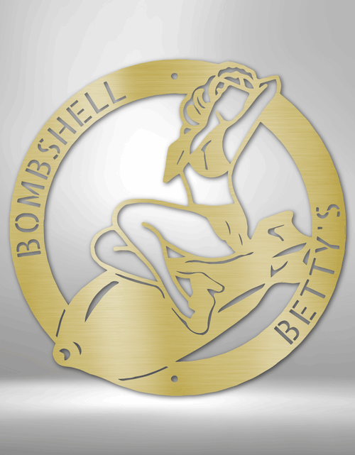 Load image into Gallery viewer, Bomber Lady Personalized Gifts - Custom Metal Sign

