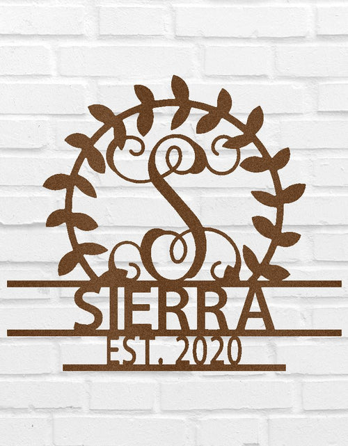 Load image into Gallery viewer, Crest Sign Personalized Gifts - Custom Metal Sign, Split Letter, Last Name, Wedding Gift
