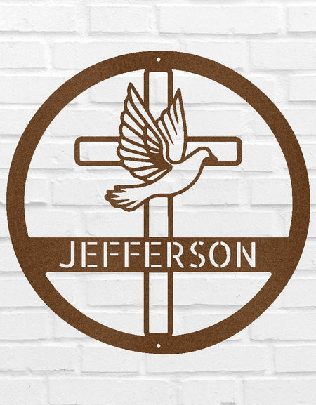 Dove and Cross Holy Spirit Personalized Gifts - Custom Metal Sign