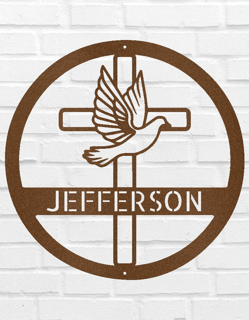 Load image into Gallery viewer, Dove and Cross Holy Spirit Personalized Gifts - Custom Metal Sign
