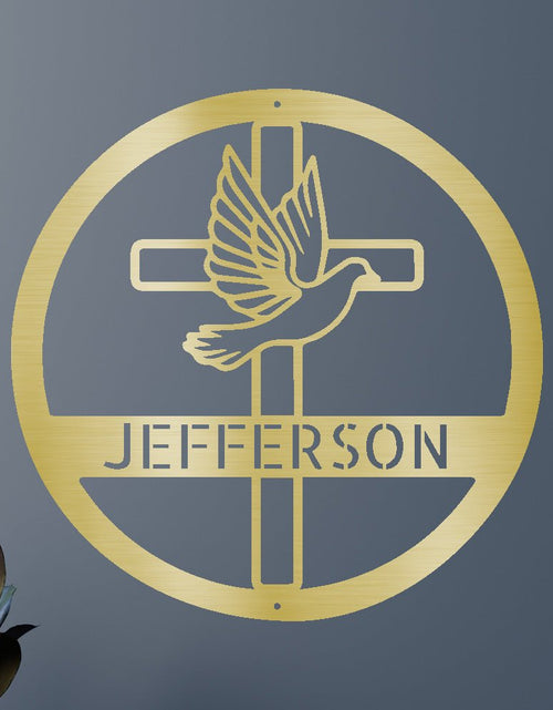 Load image into Gallery viewer, Dove and Cross Holy Spirit Personalized Gifts - Custom Metal Sign
