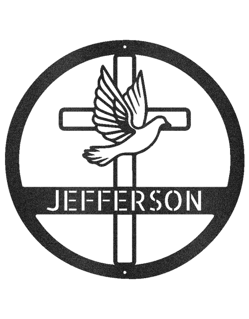 Load image into Gallery viewer, Dove and Cross Holy Spirit Personalized Gifts - Custom Metal Sign
