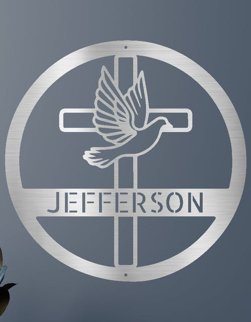 Load image into Gallery viewer, Dove and Cross Holy Spirit Personalized Gifts - Custom Metal Sign
