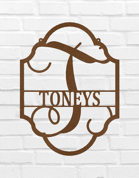 Family Name Plaque Personalized Gifts - Custom Metal Sign, Split Letter