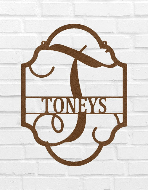 Load image into Gallery viewer, Family Name Plaque Personalized Gifts - Custom Metal Sign, Split Letter
